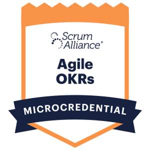 Agile OKRs Microcredential badge.