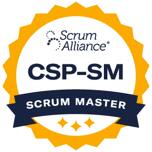 Certified Scrum Professional ScrumMaster course badge.