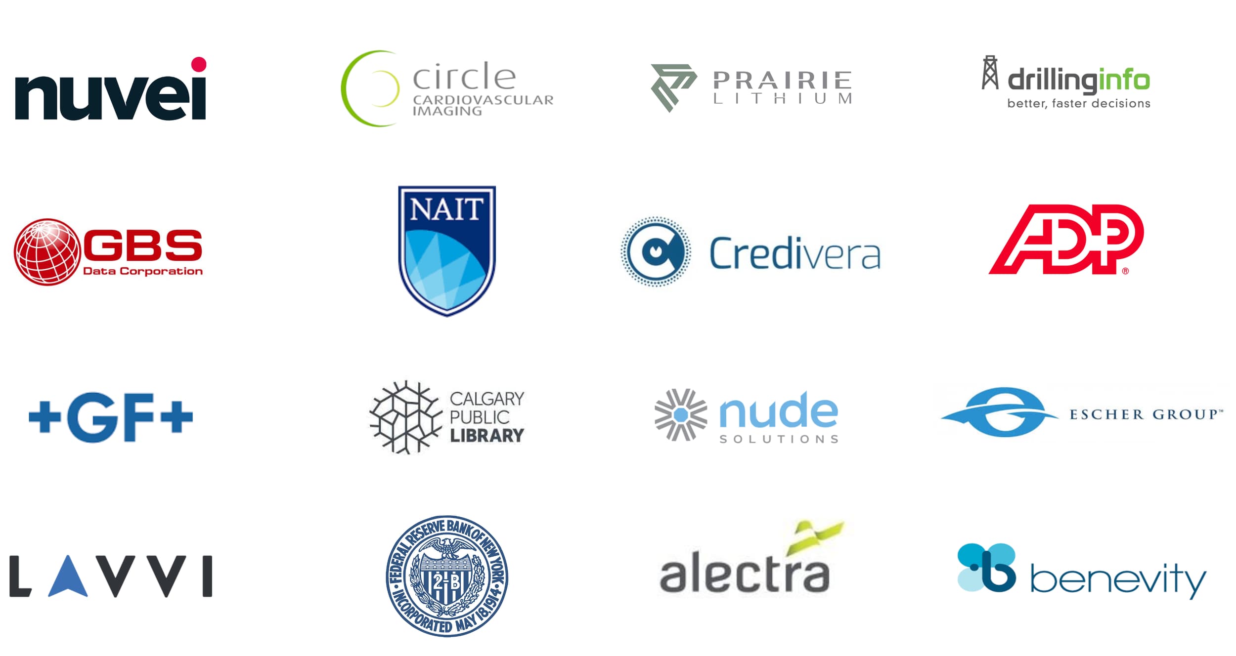 16 company logos representing the client's we've worked with.